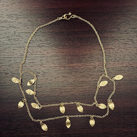 Ralph Lauren Gold Leaf Double Strand Necklace - Picture 6 of 6